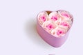 Homemade candies in the form of roses in a gift pink box. Royalty Free Stock Photo