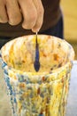 Homemade candle making by hand Royalty Free Stock Photo