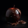 Homemade candy apple. Apple of love, candy made with chocolate