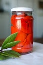 Homemade canned fresh red peppers