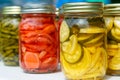 Homemade Canned Vegetables in Glass Jars