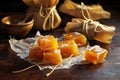 homemade caramel candies wrapped in wax paper Royalty Free Stock Photo