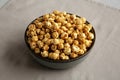 Homemade Caramel Pop Corn in a Bowl, low angle view Royalty Free Stock Photo