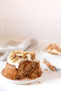 Homemade carrot cake in a white kitchen Royalty Free Stock Photo