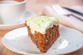 Homemade carrot cake dessert on the white plate Royalty Free Stock Photo