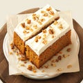 Homemade carrot cake with luscious cream cheese frosting.