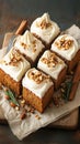 Homemade carrot cake with luscious cream cheese frosting.