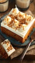 Homemade carrot cake with luscious cream cheese frosting.