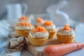 Homemade Carrot Cupcakes with Cream Cheese Frosting for Easter