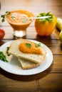 Homemade caviar of vegetables on a slice of bread Royalty Free Stock Photo