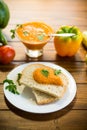 Homemade caviar of vegetables on a slice of bread Royalty Free Stock Photo