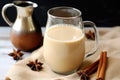 homemade chai inside a glass pitcher