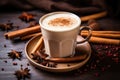 homemade chai latte with cinnamon sticks and star anise