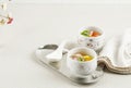 Homemade Chawanmushi Japanese Egg Custard Dish on Ceramic Cup Royalty Free Stock Photo