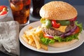 Homemade cheese burger with peppers tomato onion Royalty Free Stock Photo