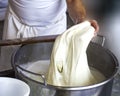Homemade cheese producer, produces handmade mozzarella