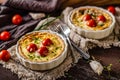 Homemade cheese quiche with garlic