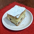 Cheese and raisins pie - homemade on a white plate Royalty Free Stock Photo