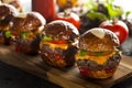 Homemade Cheeseburger Sliders with Lettuce Royalty Free Stock Photo