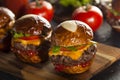 Homemade Cheeseburger Sliders with Lettuce Royalty Free Stock Photo