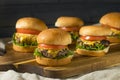 Homemade Cheeseburger Sliders with Tomato Royalty Free Stock Photo