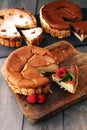 Homemade cheesecake, apple pie and chocolate cheesecakedessert - Royalty Free Stock Photo