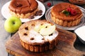 Homemade cheesecake, apple pie and chocolate cheesecakedessert - Royalty Free Stock Photo