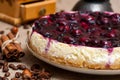 Homemade cheesecake with cherry jam