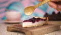 Homemade cheesecake with fresh berries and healthy organic summer dessert  cheesecake Royalty Free Stock Photo