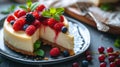 Homemade cheesecake with fresh berries and mint for dessert Royalty Free Stock Photo