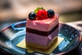 Homemade cheesecake with fresh blueberries and raspberry for dessert Royalty Free Stock Photo