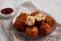 Homemade Cheesy Chicken Nuggets with Ketchup, low angle view Royalty Free Stock Photo