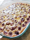 Homemade cherry clafoutis dessert. The clafoutis is a cake traditionally composed of masked cherries. Royalty Free Stock Photo