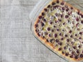 Homemade cherry clafoutis dessert. The clafoutis is a cake traditionally composed of masked cherries. Royalty Free Stock Photo