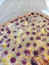 Homemade cherry clafoutis dessert. The clafoutis is a cake traditionally composed of masked cherries. Royalty Free Stock Photo