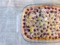 Homemade cherry clafoutis dessert. The clafoutis is a cake traditionally composed of masked cherries. Royalty Free Stock Photo