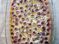 Homemade cherry clafoutis dessert. The clafoutis is a cake traditionally composed of masked cherries. Royalty Free Stock Photo