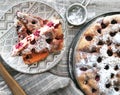 Homemade Cherry pie on round serving board. Royalty Free Stock Photo