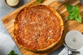Homemade Chicago Style Deep Dish Pizza Royalty Free Stock Photo