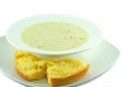 Homemade Chicken Corn Chowder With Corn Bread Royalty Free Stock Photo