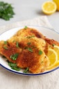 Homemade Chicken Cutlets on a Plate, side view. Close-up Royalty Free Stock Photo