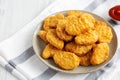 Homemade Chicken Nuggets with Ketchup, side view. Copy space Royalty Free Stock Photo