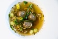 Chicken soup with liver dumplings Royalty Free Stock Photo