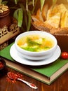 Homemade chicken vegetable soup. Royalty Free Stock Photo