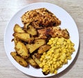 Homemade chicken and wedges Royalty Free Stock Photo