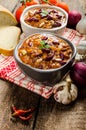 Homemade chilli con carne, bio bread Royalty Free Stock Photo