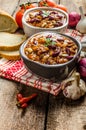 Homemade chilli con carne, bio bread Royalty Free Stock Photo