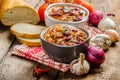 Homemade chilli con carne, bio bread Royalty Free Stock Photo