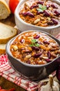 Homemade chilli con carne, bio bread Royalty Free Stock Photo