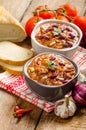 Homemade chilli con carne, bio bread Royalty Free Stock Photo